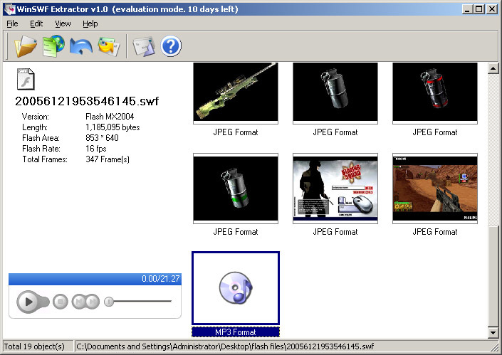 WinSWF Extractor Screenshot